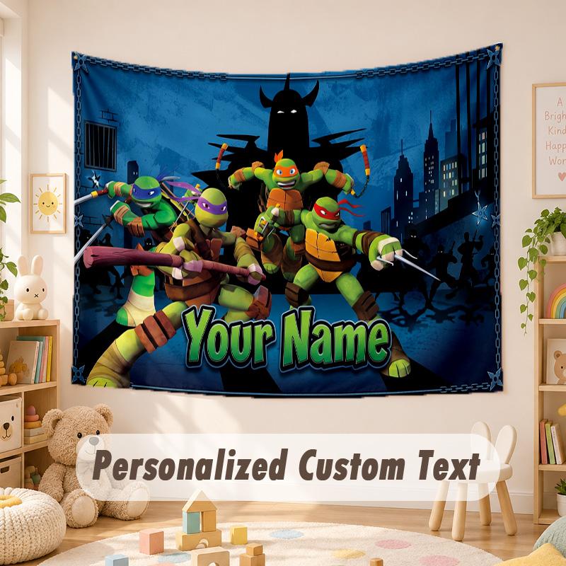 Custom Name Text Tapestry,Teenage Mutant Ninja Turtles Boho Wall Hanging, Decorative Backdrop Tapestry For Room