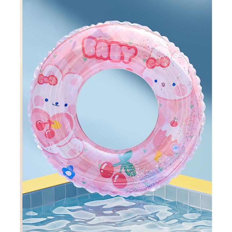 2024 New Cartoon Cherry Rabbit Swim Ring Adult Inflatable Underarm Swim Ring Pvc Glitter Swim Ring