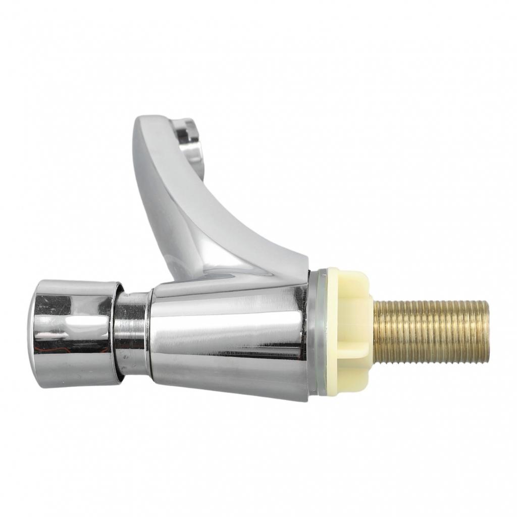 Self Closing Bathroom Faucet with Chrome Finish for Water Conservation