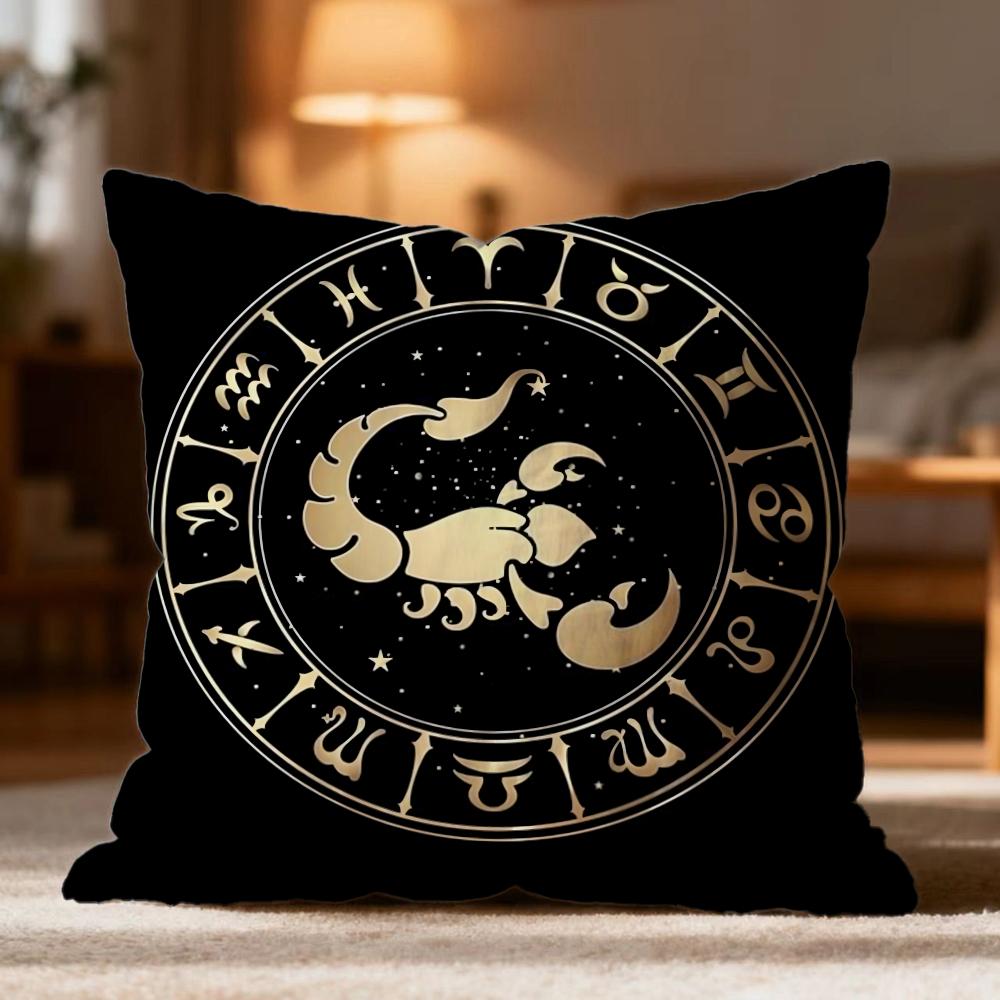 TTwelve Constellations Cushion Cover Soft Washable Pillow Case Multi-Scene for Couch Bed Travel Office Use