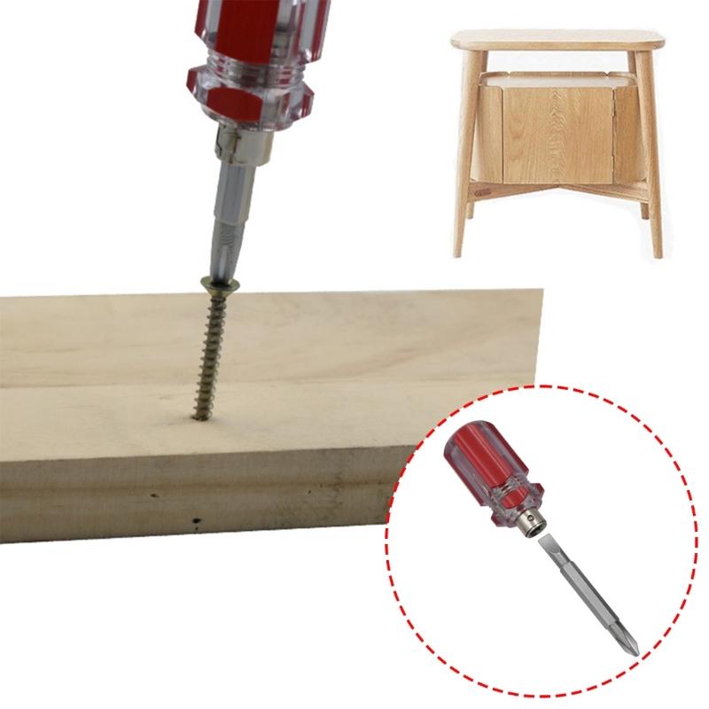 Pack of 2 Portable Screwdrivers with Double Heads for Home Repairs and Outdoor Activity Includes Flat and Crosses Tip