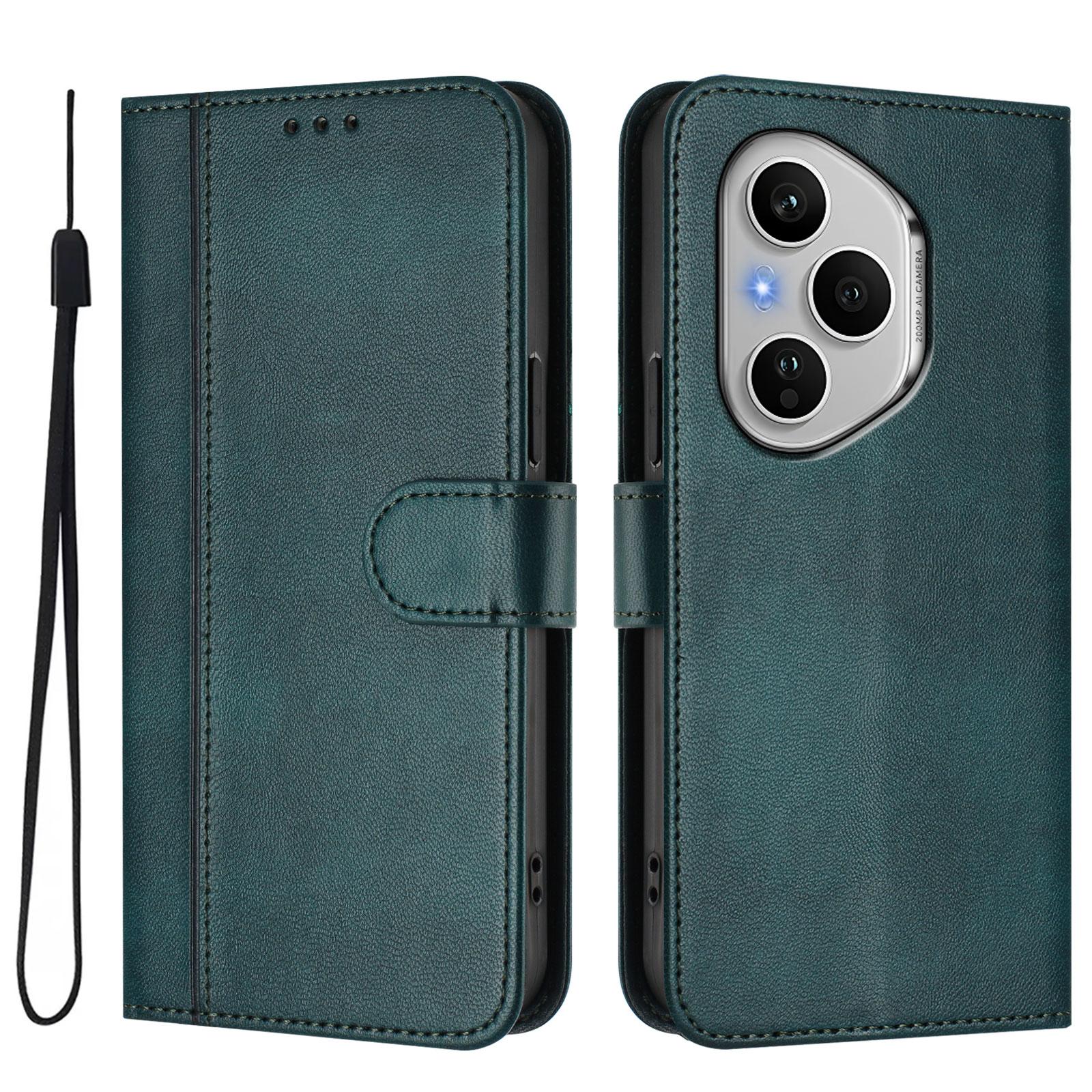 

Для Honor 400 Pro 5G (Глобальный) Чехлы Кошелек Подставка Кожаный Чехол для Телефона Ретро Текстуры со Шнурком Dark Green