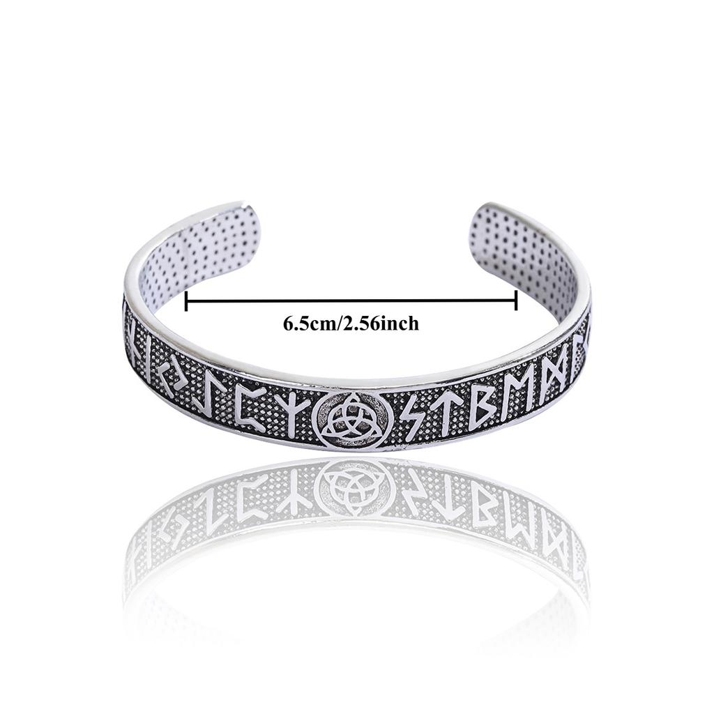 Retro Viking Rune Letter Open Bracelet Celtic Knot Triangle Design Fashion Personality Easy Match Men Women Norwegian Style
