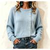 Womens Oversized Knit Sweater Loose Fit Round Neck Long Sleeve Button Front Acrylic Pullover Fall Winter 2026