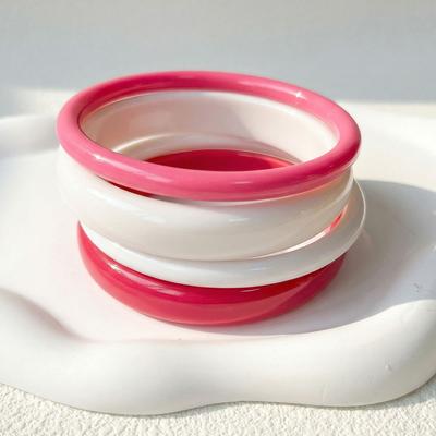 Fashion 4Pcs/Set Rose Resin Bracelet Color Blocking Acrylic Bangles Set Handmake 2026 Trendy Designer Woman Bracelet Jewelry