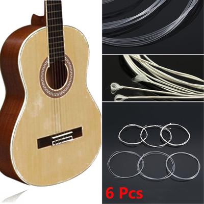 6PCS Clear Acoustic Classic Chord Set Silver Plated Metal Wound Nylon Guitar Strings