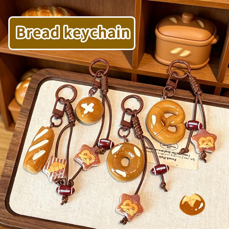 Niedlicher Brot-Schlüsselanhänger mit Schlaufe Strapazierfähiger Schlüsselring Handtaschen-Schmuck Einzigartiges Geschenk für Kuchen- und Gebäckliebhaber