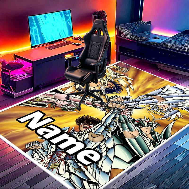 Custom Name Personalized Saint Seiya Print Carpet, Versatile Home Decor Rug, for Playroom, Apartment, Balcony, Entryway, Hallway Gift