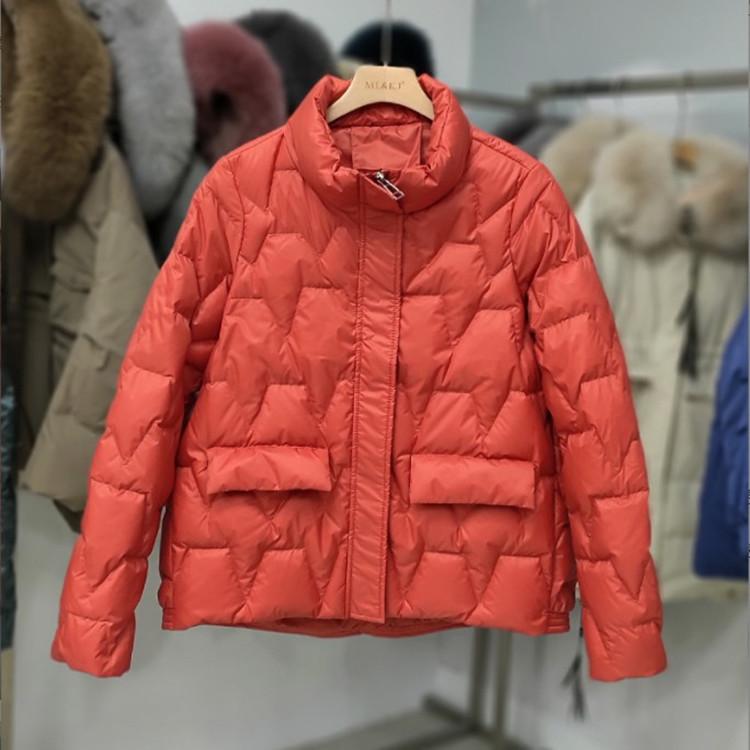 Short down jacket women's autumn new small top stand-up collar loose and thin versatile white duck down jacket trendy