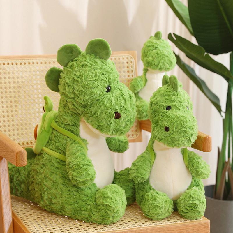Cute Green Dinosaur Plushie With Avocado Backpack Bag Stuffed Forest Wild Animals Cuddly Plush Toy Doll Gift For Boy Birthday