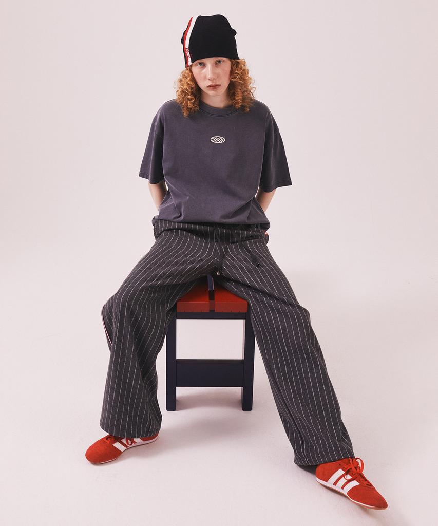 Minasu Mns Pinstripe Wide Brushed Pants_Gray