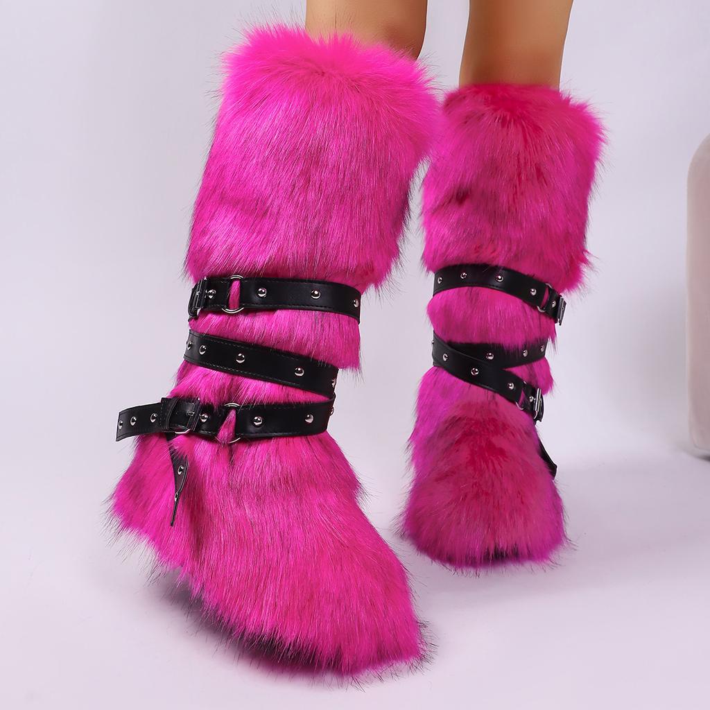 Fashion IPPEUM Winter Fur Boots 2025 Knee High Boots For Women Shoes Plush Long y2k Snow Boots