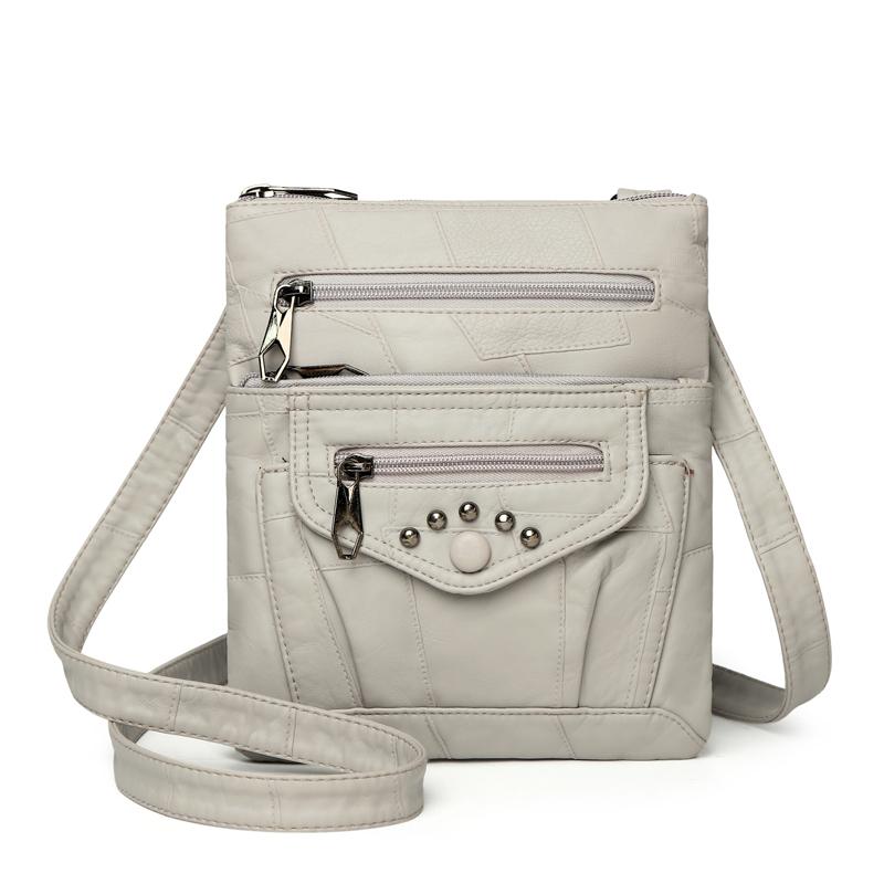 Women's Soft Leather Shoulder Bag Multi-Layer Crossbody Bag