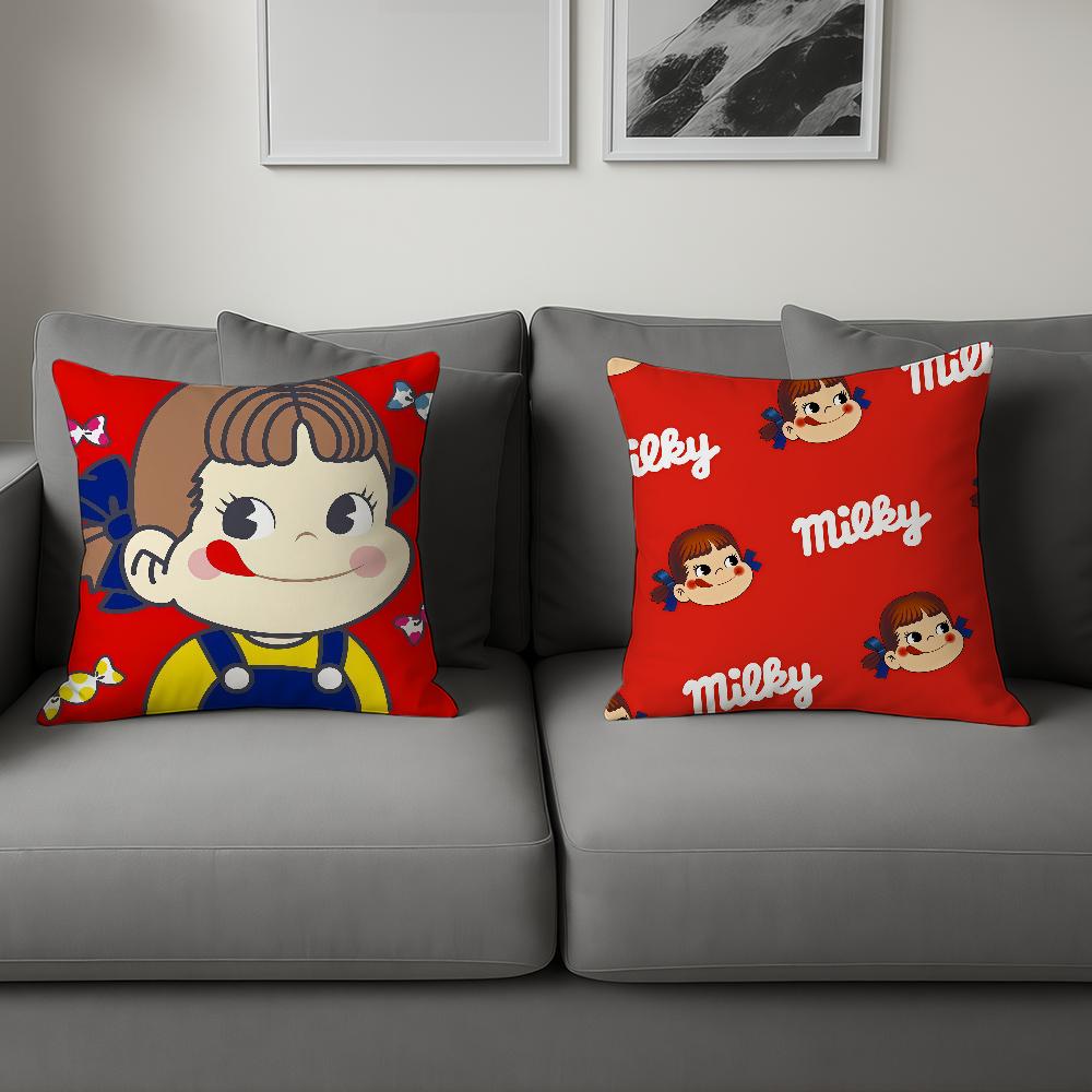 Cute F-Fujiya Peko Chan cushion cover For Sofa Car Office Cafe Soft And Comfortable Double-Sided Printing Pillow Cover