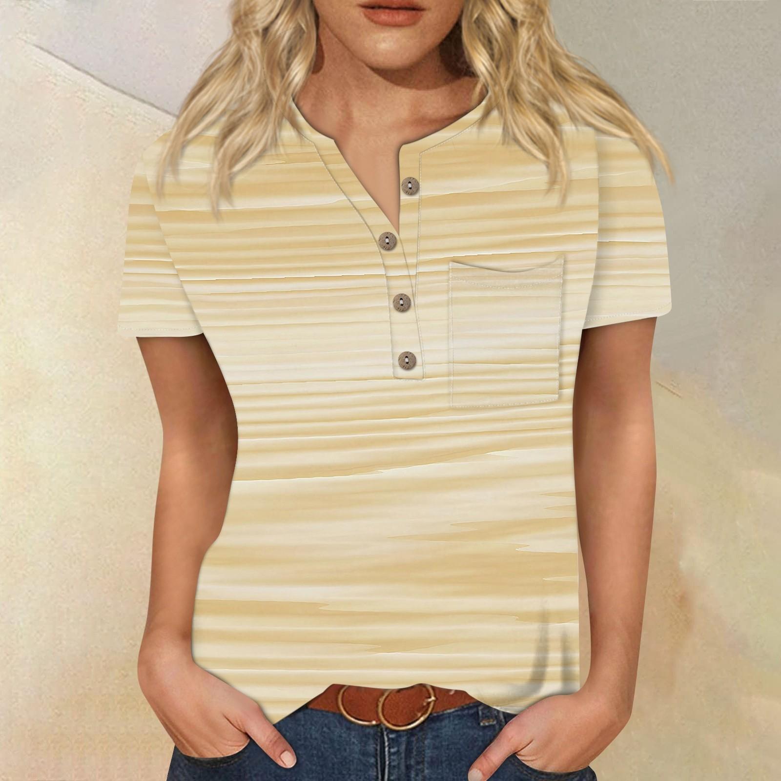 

Рубашка для женщин на пуговицах, модная повседневная рубашка с коротким рукавом и принтом, блузка M жёлтый