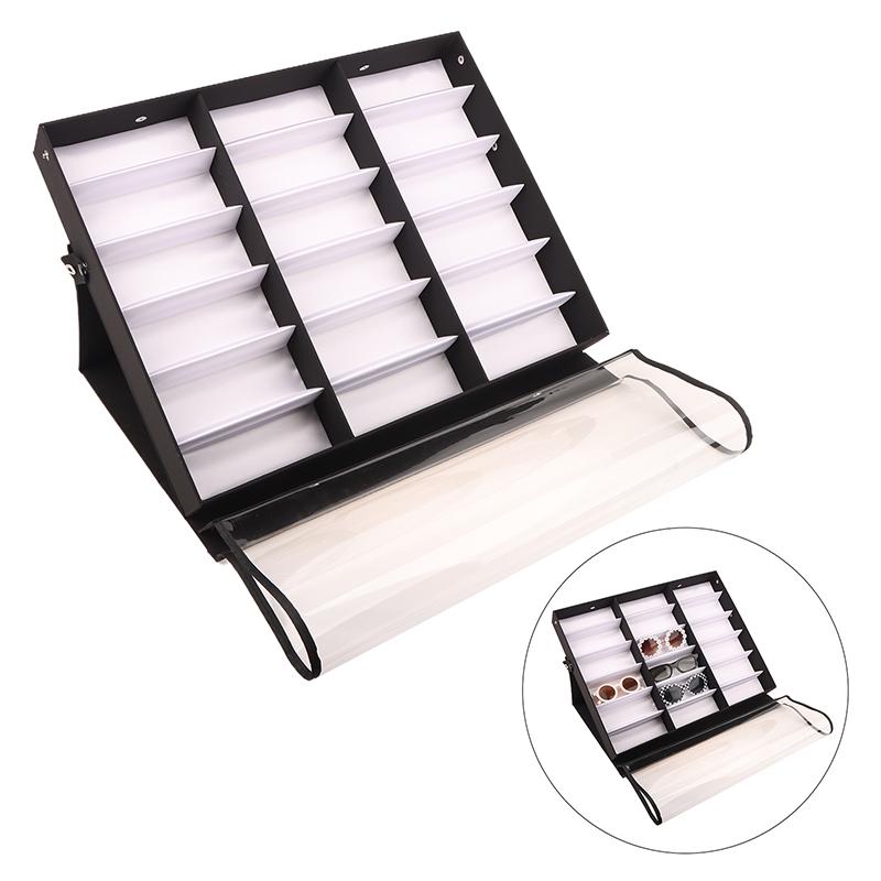 5/18 Grids Flip Eyeglass Display Box Showcase Sunglasses Case Storage Organizer For Women Men
