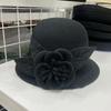 WTEMPO Women's Autumn Winter Casual Verstaile Retro Elegant Flower Formal Hats Cold-proof Windproof Warm Solid Color Bucket Hats