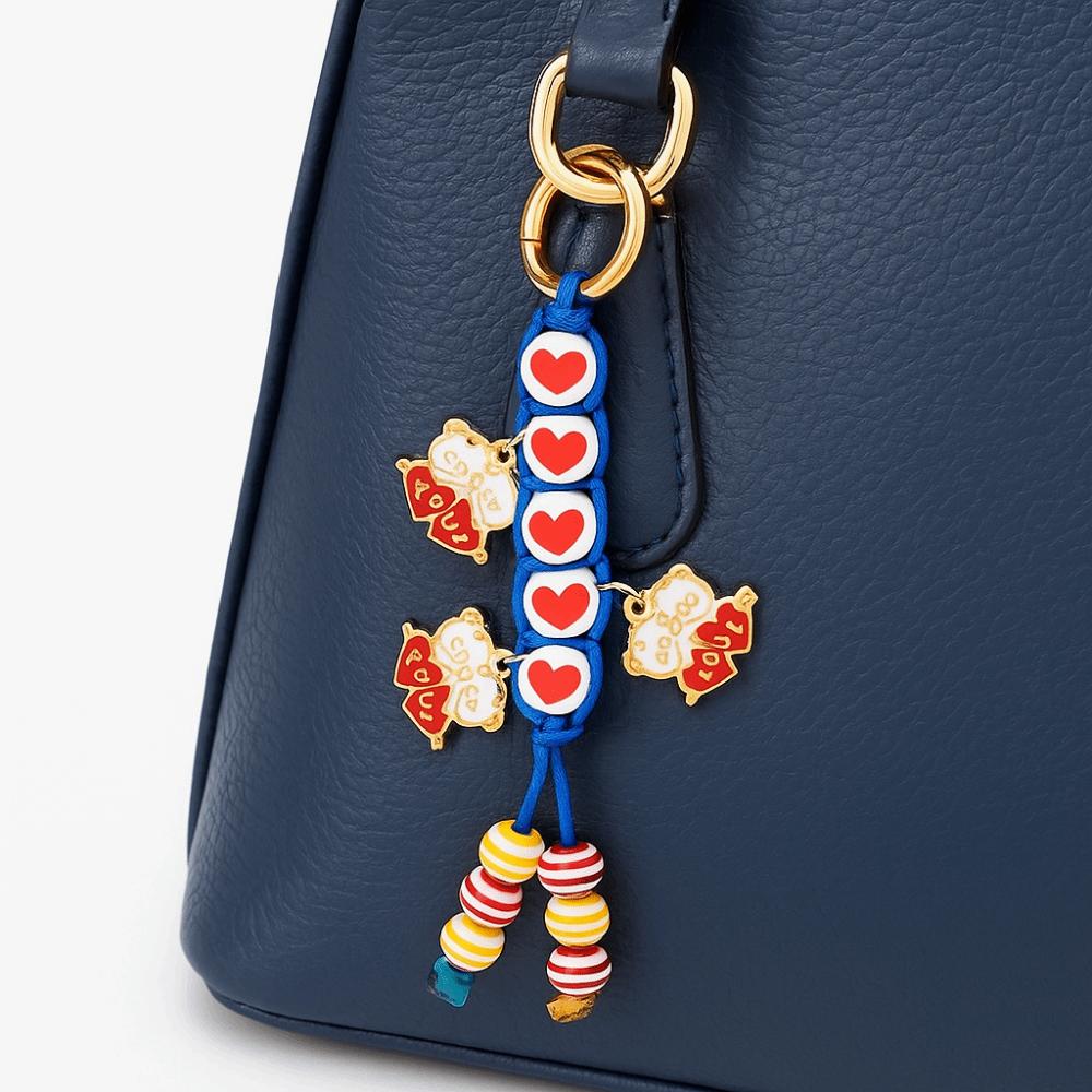Cute Bag Accessories Pendant Korean Style Colorful Rope Keychain Love Cherry Pendant  Car Keyring
