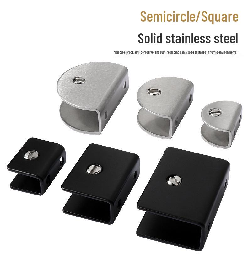 Stainless Steel Semicircular Square Glass Clamp Shelf Bracket