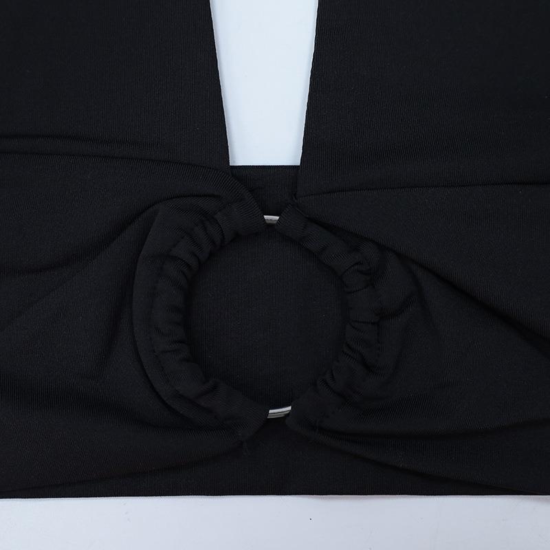 Women Sexy Slim Fit Solid Halter Cropped Cami Top