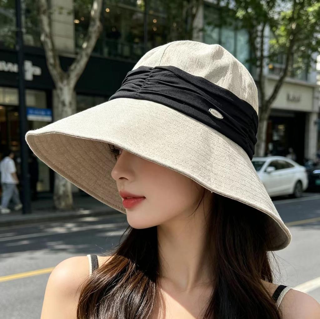 Big Brim Bucket Hat Women's Summer Sun Protection Visor Versatile Face Small Seaside Travel UV Protection Hat