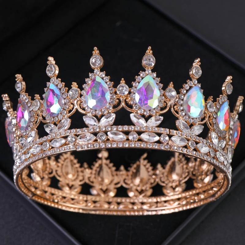 Crystal Rhinestone Round Crown Tiara Hair Jewelry Wedding Hair Accessories Bridal Hair Jewelry Queen Party Crown and Tiaras Gift