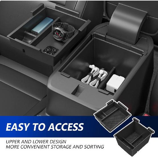 2PCS Center Console Organizer Compatible With -2025 Ford Maverick Storage Box Armrest Tray Replacement For 22-25 Maverick Accessories(ABS Center