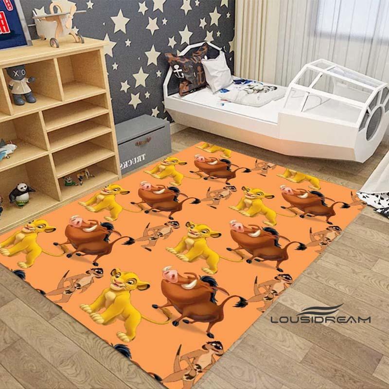 Customizable large Simba Lion King cartoon rug, suitable for living rooms, children's bedrooms, sofas, doormats, and is non-slip