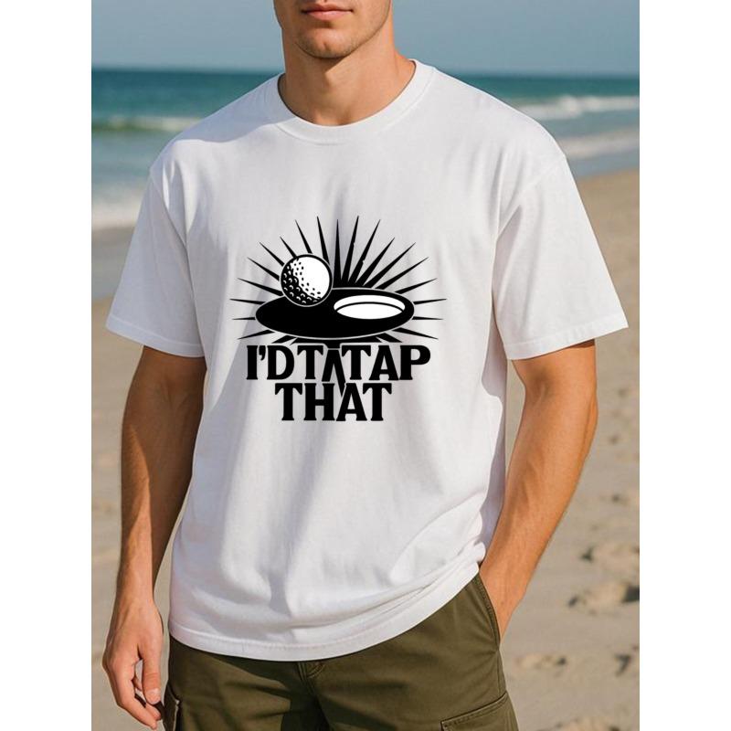 European Sizes Humorous Golf Pun "I've TAP THAT" Men's Printed Short-sleeved Shirt, Medium Elasticity Fashionable Style