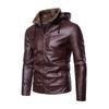 Men's Leather Jacket Autumn and Winter Korean Style Leather Jacket Men's Fur One-piece Pu Jacket Plus Velvet Thickened Dad Jacket Hooded