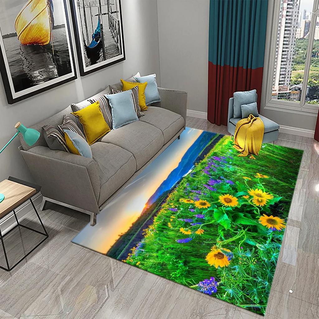 3D Flowers In The Morning Light Carpet for Kids Play Crawling Mat Boys Girl Bedroom Bedside Decor Floor Rug Living Room Carpet