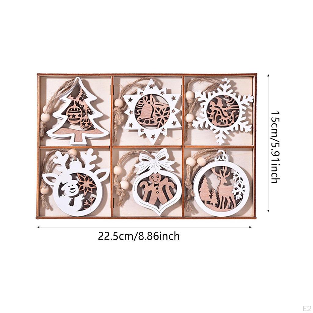 12 szt. Zawieszka Ozdobna na Choinkę Nowość Drewniana Rzeźbiona Wisząca Ozdoba Rękodzieło Dekoracje Świąteczne Dekoracje Świąteczne dla