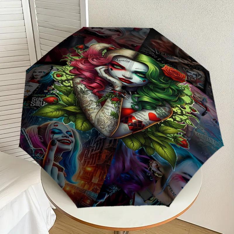 1PC Warner Tattooed Harley Quinn Umbrella-8-Rib Reinforced, Automatic Open, Lightweight & Durable-A19