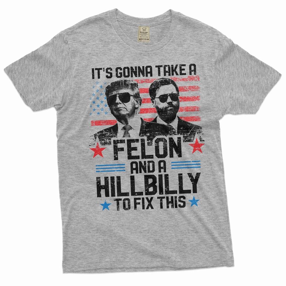 

Смешная политическая футболка Футболка «Преступник и деревенщина» Футболка в поддержку Дональда Трампа и Дж. Д. Вэнса 4XL