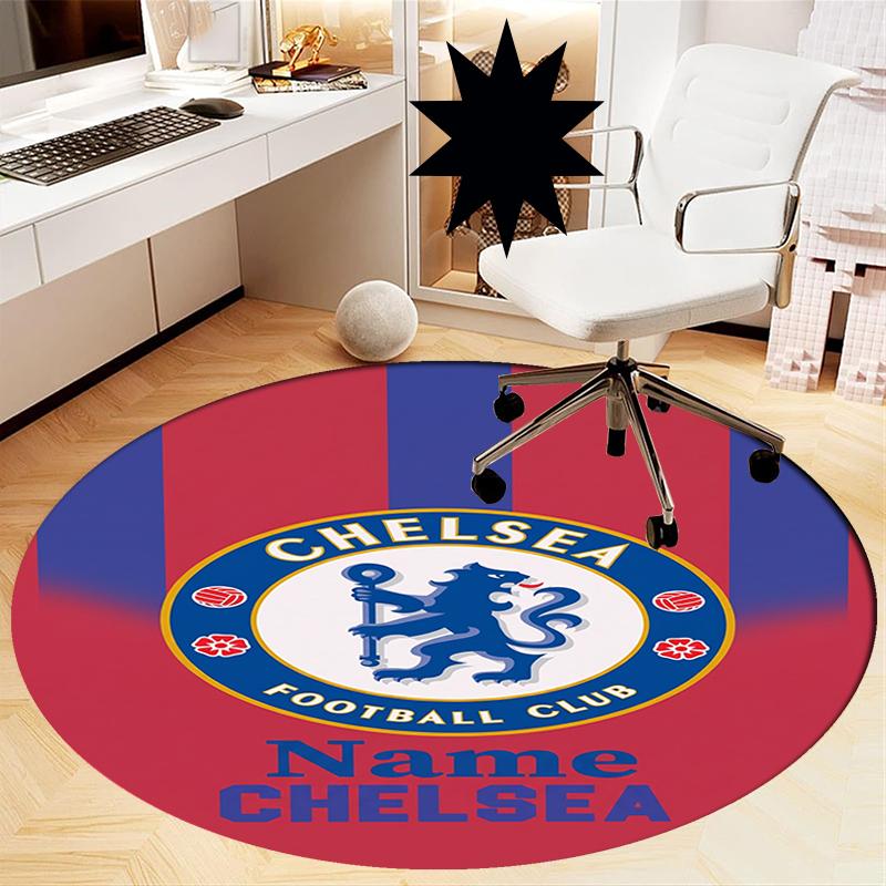 Custom Name Chelsea Football Club Printed Round Rug Carpet Chair Rug Area Rug Entryway Doormats,for Office Chair Living Room Bedroom Kitchen Room.