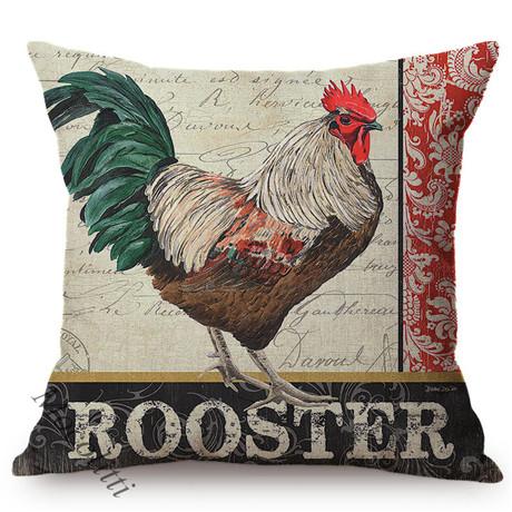 Rural Cock Retro Oil Painting Cushion Cover Nordic Chicken Poster Sofa Decoration Cotton Linen Square Throw Pillow Case Cojines
