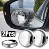 2PC 360 Degree Car Auxiliary Rearview Convex Mirror Round Frame Wide-angle Mirror Adjustable Blind Spot Mirror for Car Reversing
