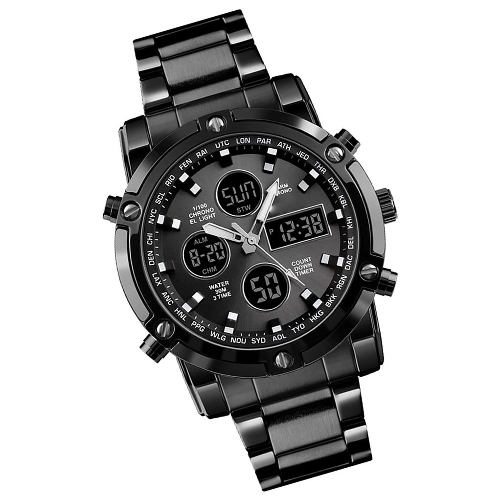 SKEMI 1389 Quartz Man Watch Unique Fashion Sport Casual Brand Quartz Clock Double Movement Stainless Steel Strap Waterproof Wrist Watch Relogio Mascul