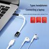 3.5mm Male to USB-C Female Flat Head to Round Head Earphone Adapter Cable