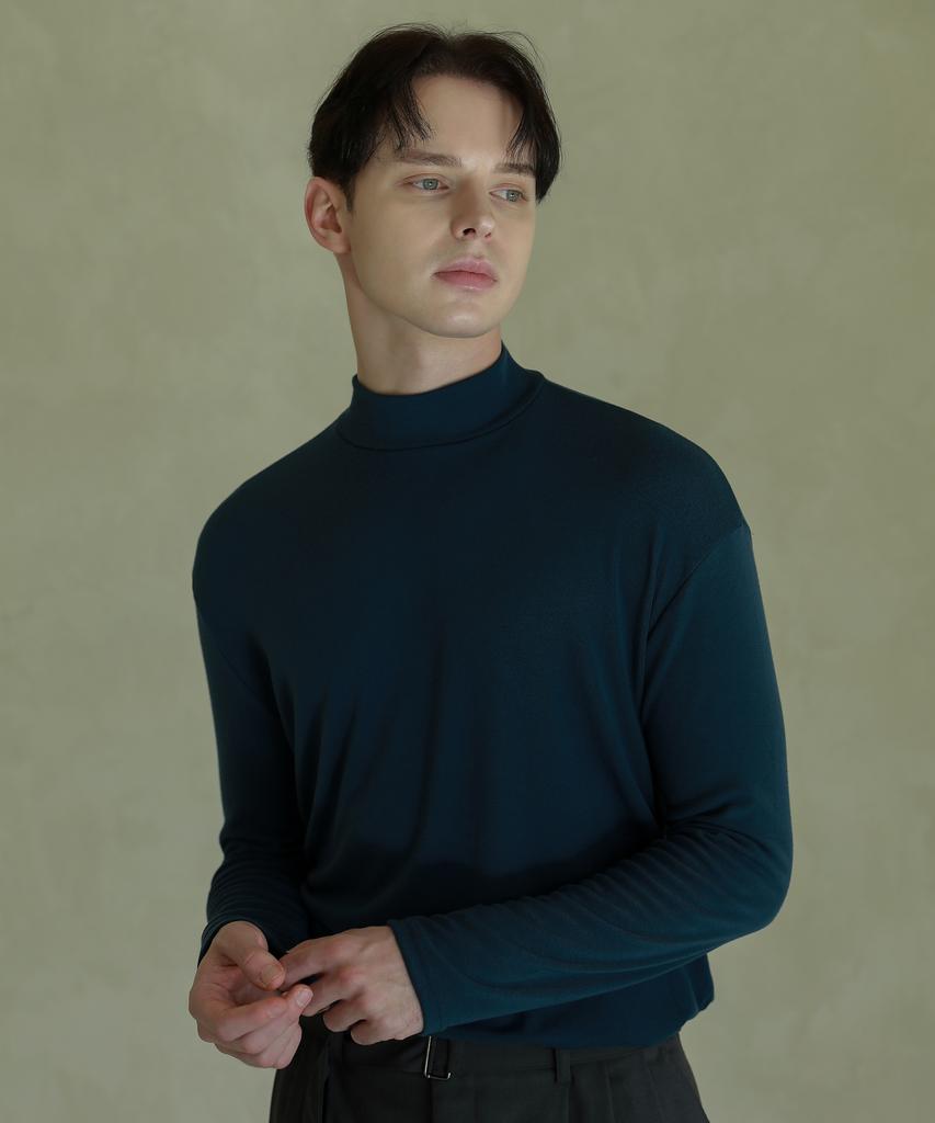 ESN Half Turtleneck Knit T-Shirt Deep Blue