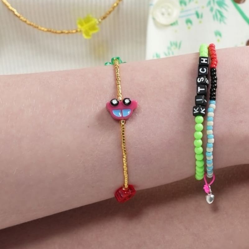 BONBEAU Unique and fun charms gold beads Bracelet Color motif charm gold bead bracelet (band type, ring type)