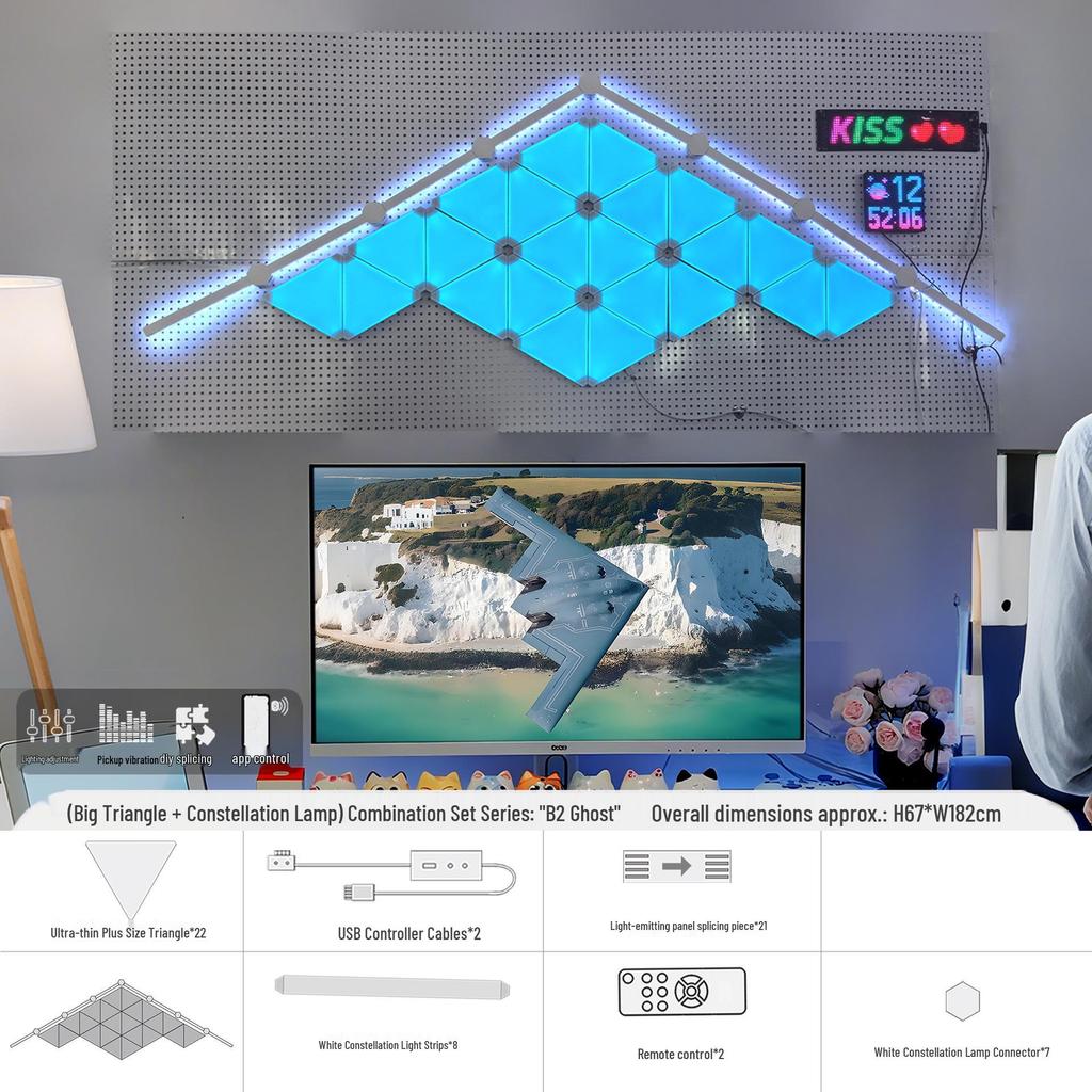 Smart RGB Constellation Light Panel: 3D Sound-Reactive Color Lamp for E-Sports, Wall or Bedroom Atmosphere.