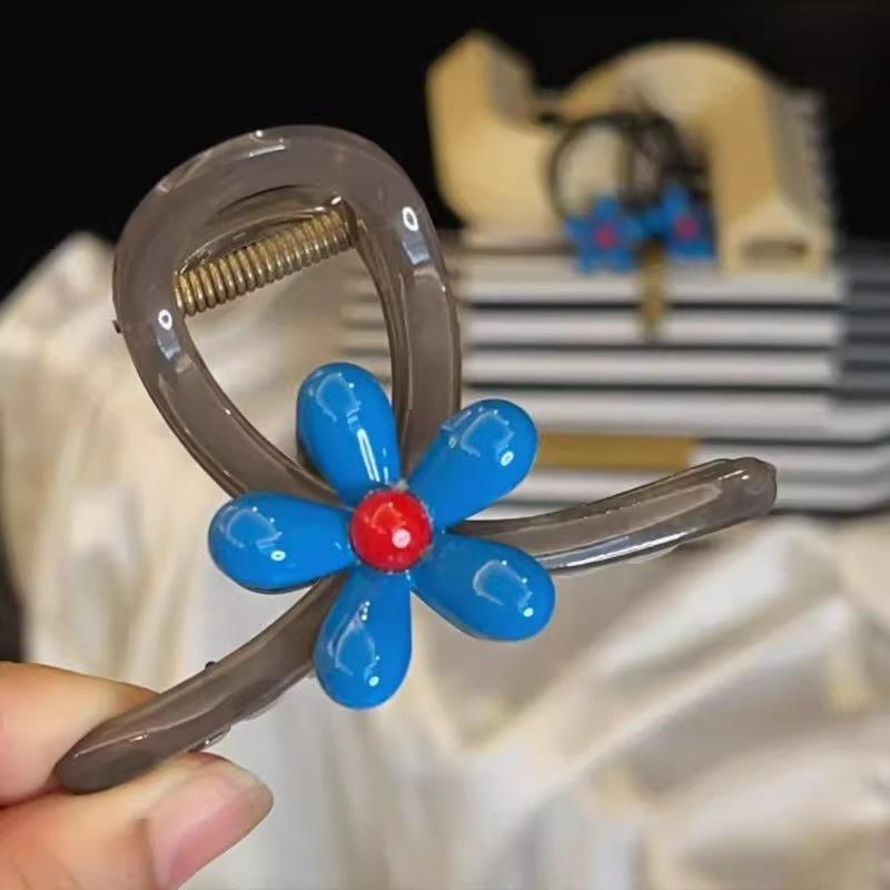 Sky Blue Flower Hair Claw Clips Sweet Girls Clamp Barrettes Exquisite Elegance Shark Crab Clips Women Hair Accessoires