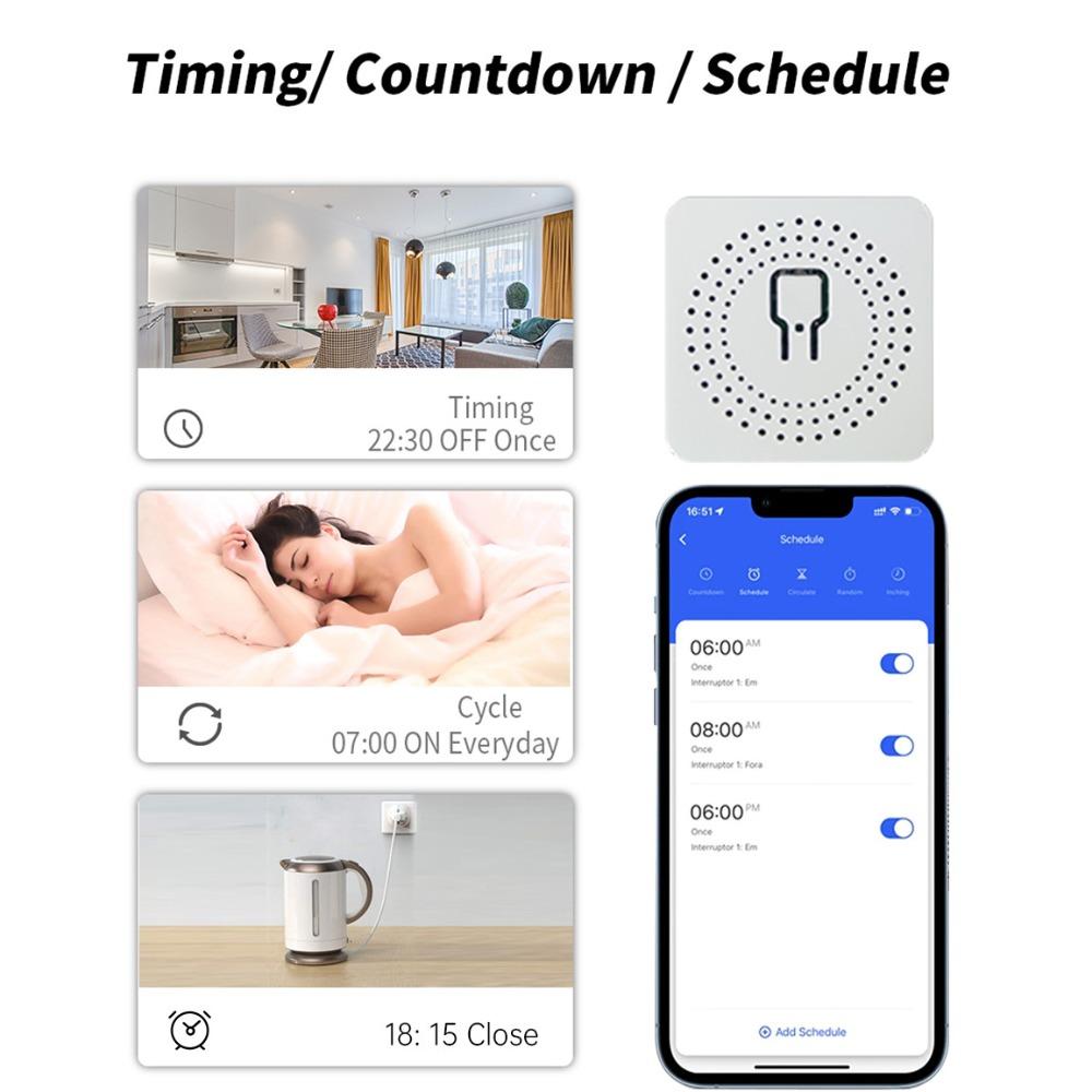 Interruptor WiFi, relé, interruptor inteligente, interruptor remoto con cableado de fase/neutro, control por aplicación con temporizador, compatible con Alaxe.