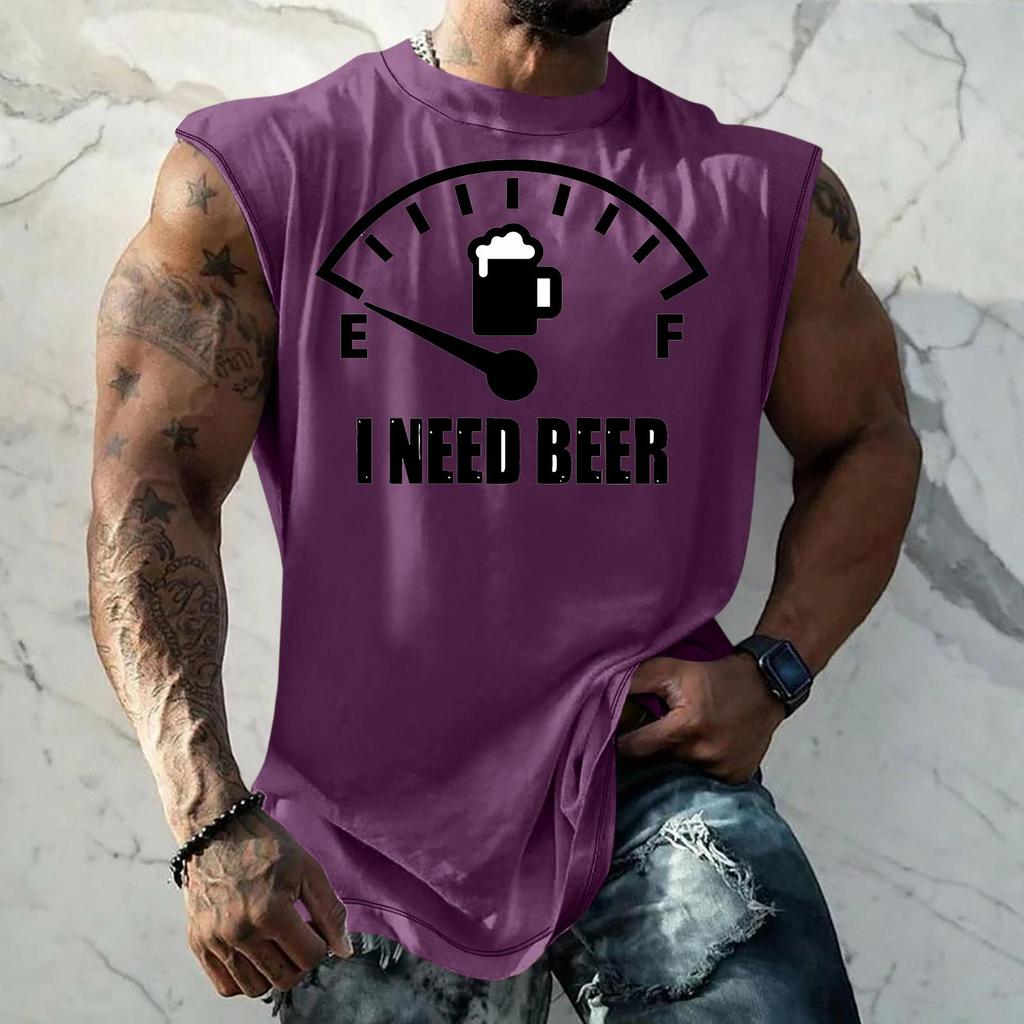Men's Loose Fit Sleeveless Tank Top Casual Streetwear Printed Muscle Shirt Summer Outdoor Sportswear