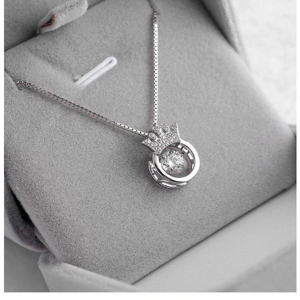 Agile Korean Style Collarbone Chain Fashion Crown Heartbeat Necklace for Women