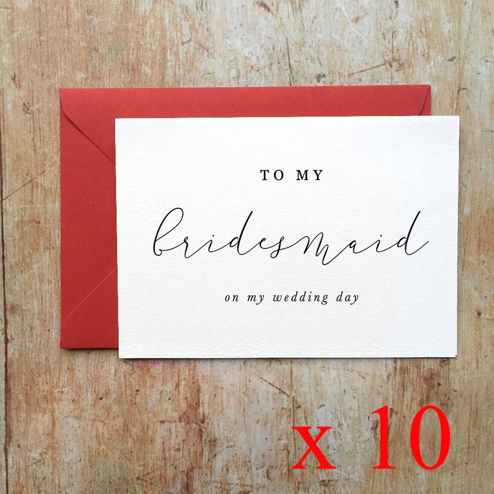 To My Bridesmaid on My Wedding Day Card,To My Maid of Honour Card, To My Wedding Party Card, Wedding Day Card Including Envelope