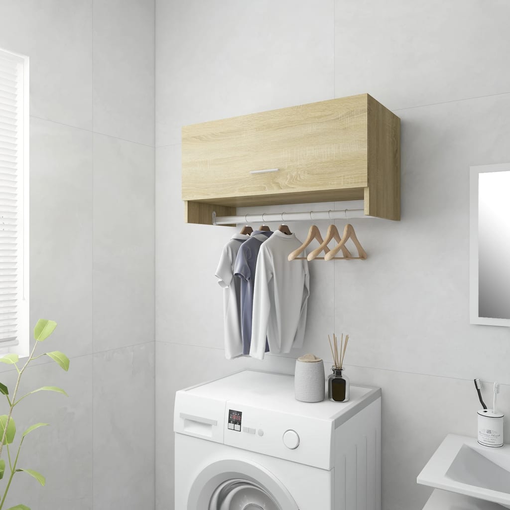 Badezimmer Wandkleiderschrank mit Kleiderstange, Klapp-Wandregal, 70x32,5x35 cm