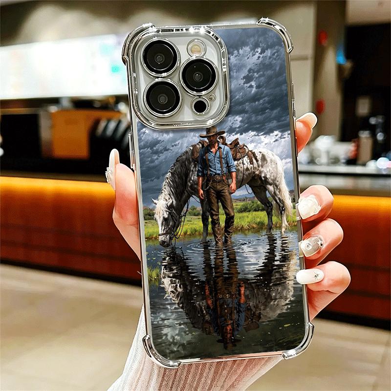 

Rodeo Cowboy Horse Soft Phone Case For iPhone 15 16 17 Air 14 Pro Max 16E Plus 13 12 Mini Plating Anti-Fall Fundas iPhone 16 Plus