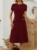 Women's Summer Solid Color Slim Fit Dress with Round Neck